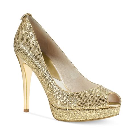 gold michael kors heels.